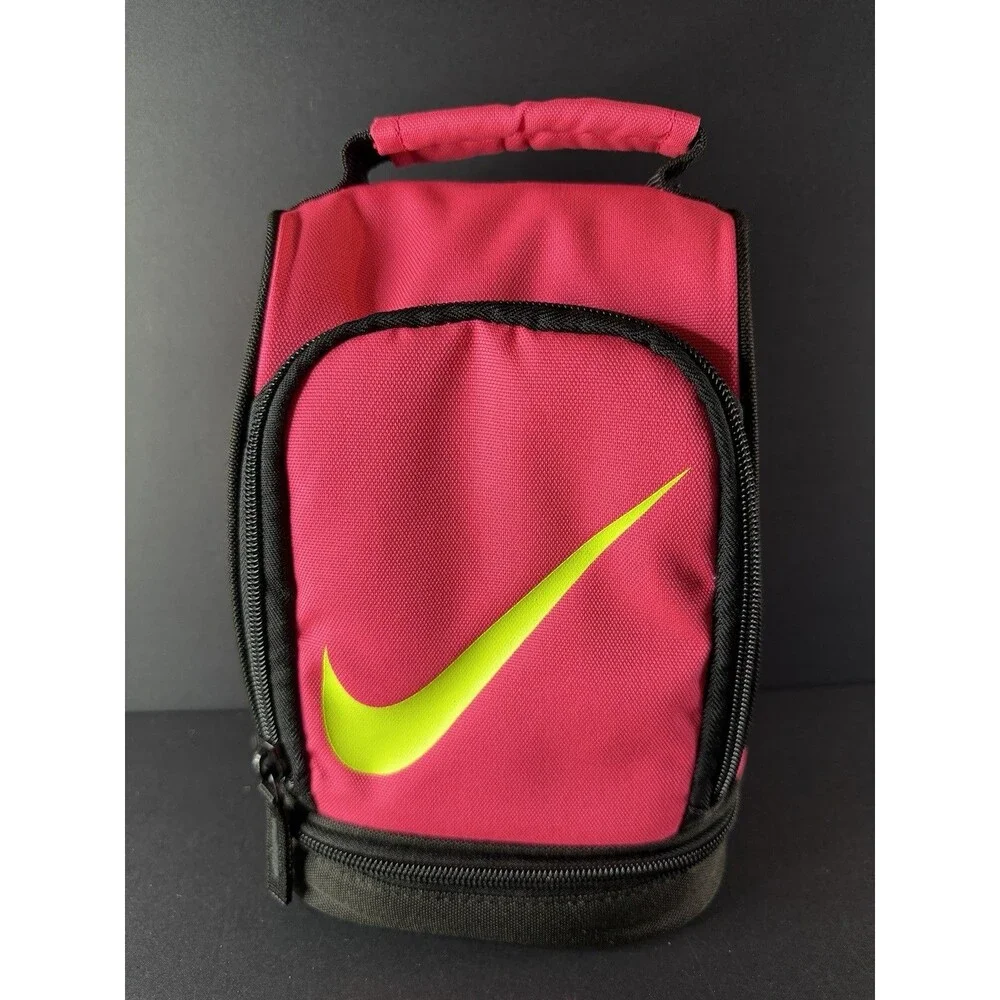 Nike Contrast Hyper Pink Insulated Tote Lunch Bag w/ Yellow - 2 Compartments 10”